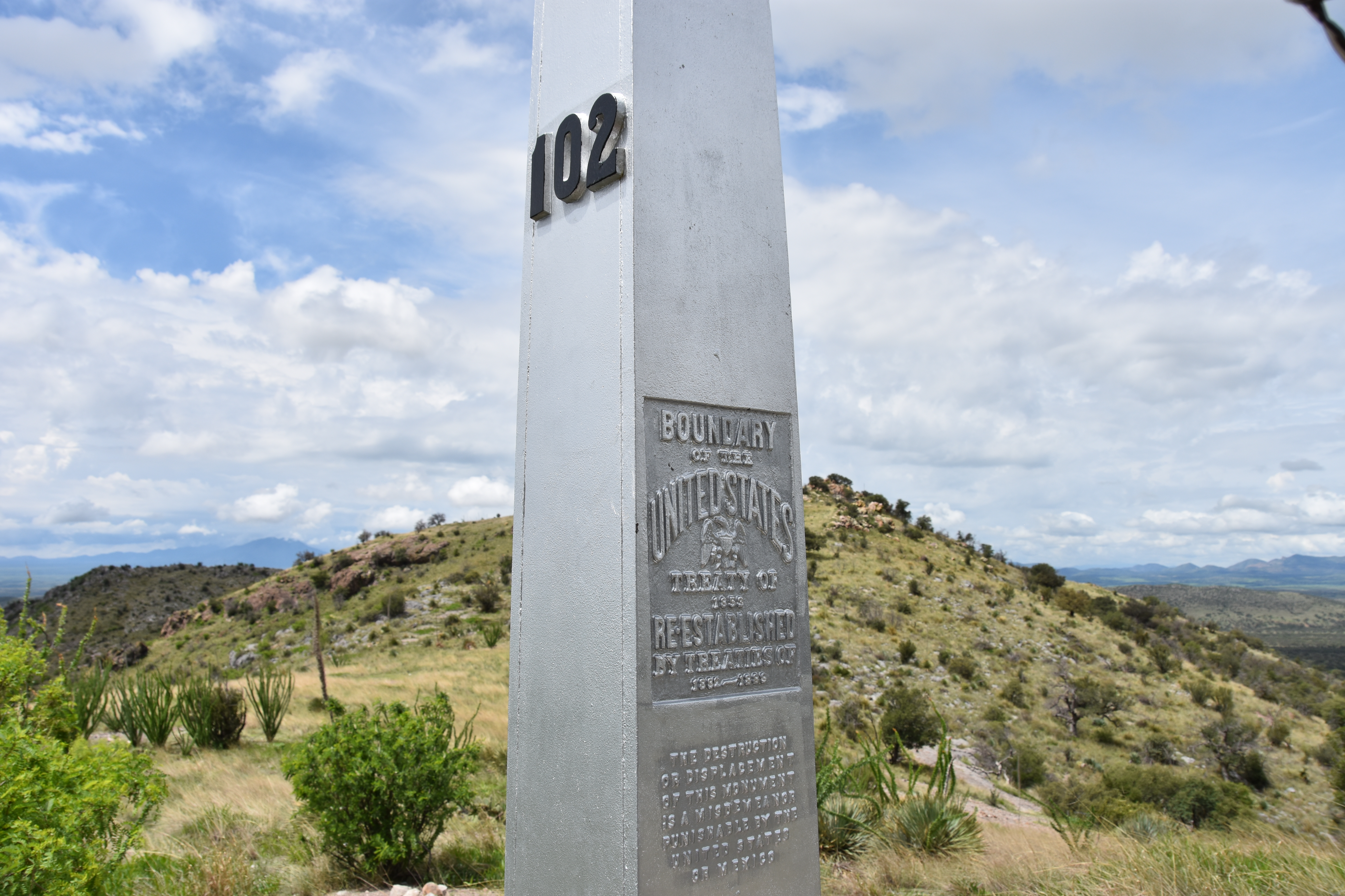 USA Mexico boundary marker 102, Coronado National Memorial State Park, Sonora, Arizona.